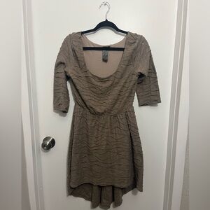 Trixxi Textured Brown Long Sleeve Dress